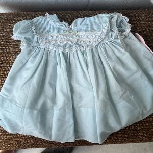 Baby blue embroidered vintage baby dress/smock
